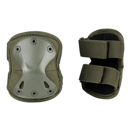 101 INC Tactical Elbow Protection - Olive Green Front and Rear View