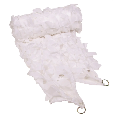 MFH camo net in white color, partially rolled open to show the mesh design