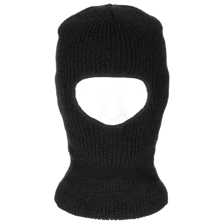 Knitted 1-Hole Balaclava in black shown from the front view