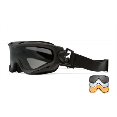 Wiley X Spear Dual goggles, black frame, grey/clear/rust lenses