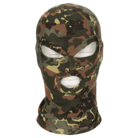 MFH 3-Hole Operation Balaclava in Flecktarn camouflage pattern shown from the front view