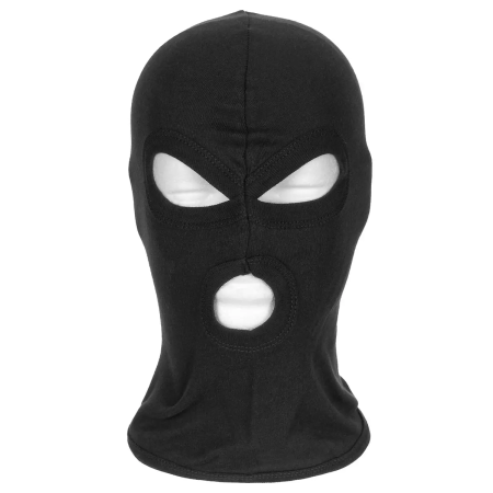 MFH 3-Hole Operation Balaclava in black shown from the front view