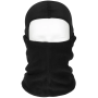 MFH Fleece Neck Gaiter in black with the hood fully worn on the head