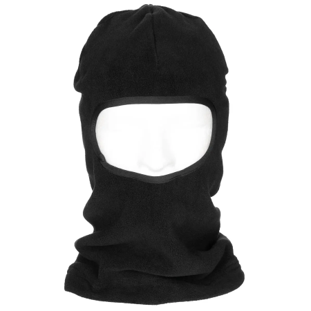 MFH Fleece 1-Hole Balaclava in black shown from the front view