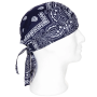 MFH Paisley Pattern Cotton Headwrap in blue shown from the side view