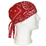 MFH Paisley Pattern Cotton Headwrap in red shown from the side view