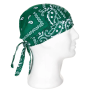 MFH Paisley Pattern Cotton Headwrap in green shown from the side view