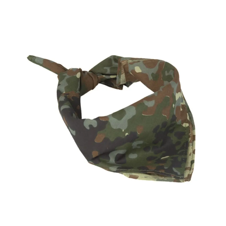 Classic Cotton Bandana in Flecktarn camouflage pattern shown folded with a knot