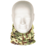 Multifunctional Polyester Neck Gaiter in Vegetato camouflage pattern worn on a mannequin's neck