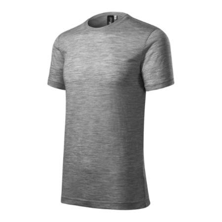 Front flat lay view of the grey merino wool t-shirt, highlighting the heathered neutral tone and smooth neckline hem.