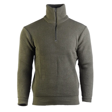 Studio view of FileResource the heavyweight Troyer sweater in tactical olive green.