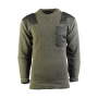 Studio view of the commando acrylic sweater in tactical olive green.