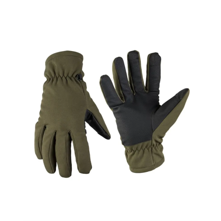 Tactical olive green color option highlighting the flexible softshell fabric.