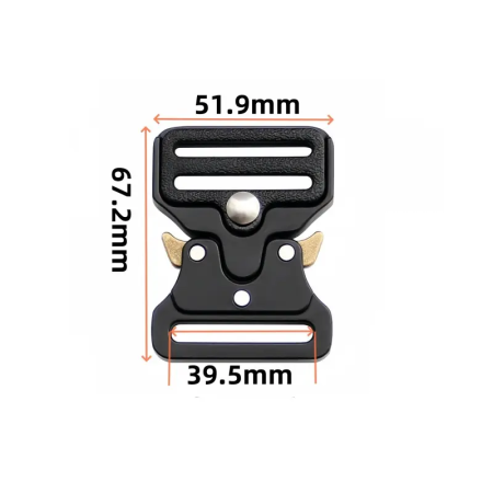 Close-up studio view of the Combat Zone Tactical Cobra-style quick-release belt buckle.