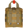 Coyote tan tasku tagumine vaade MOLLE kinnitusplaadi ja rihmadega.