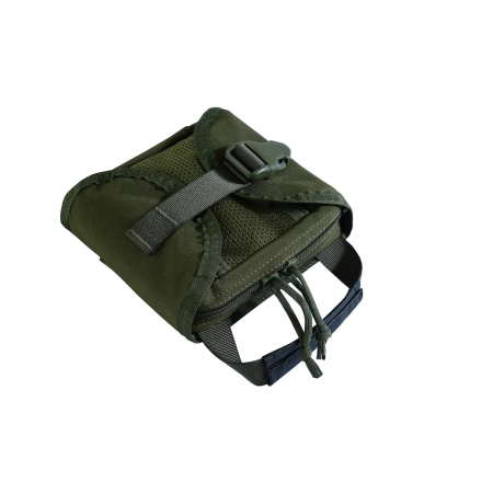 Studio view of the olive Shadow Strategic IFAK pouch from the front, highlighting the compact layout and webbing.