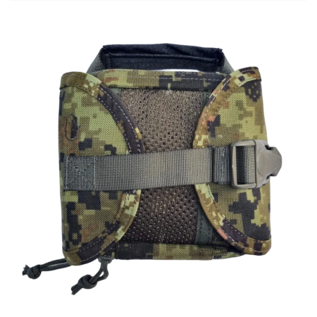 Studio view of the CADPAT/camouflage Shadow Strategic IFAK pouch from the front, highlighting the layout and webbing.