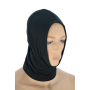 Studio product shot of the black thermal winter headband/neck gaiter neatly rolled or styled as a scarf.