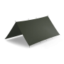 Studio product shot of the olive green tarpaulin laid flat, highlighting the classic military OD fabric shade.