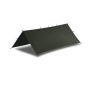 Studio product shot of the olive green tarpaulin laid flat, highlighting the classic military OD fabric shade.