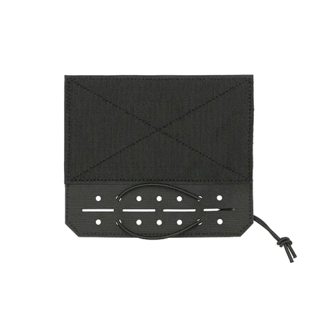 Studio product shot displaying the hook (rough/strong) Velcro backing of the black panel against a neutral background.