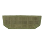 Studio product shot showcasing the front view of the olive green belt-mounted MOLLE panel with its PALS webbing grid.