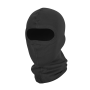 Studio product shot showcasing the black cotton balaclava laid flat against a neutral background.