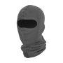Studio product shot showing the shadow grey cotton balaclava on a neutral background, emphasizing the tone and clean seams.