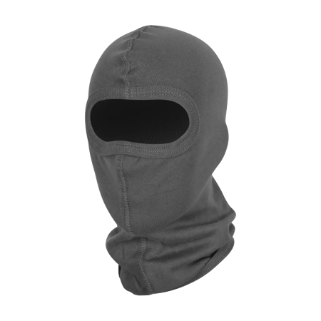 Studio product shot showing the shadow grey cotton balaclava on a neutral background, emphasizing the tone and clean seams.