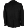 Studio product shot of the black pea coat back profile.