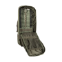 Interior studio shot of the olive side pouch, revealing the spacious main compartment and internal organizational features.