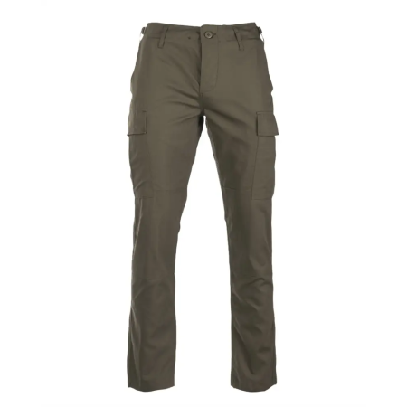 Front-facing studio product shot of the slim-fit BDU pants in solid olive drab.