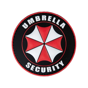 3D PVC UMBRELLA SECURITY Morale Patch (70mm) Black / Red