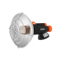 Studio product shot of the standalone 1kW camping gas heater on a clean background.