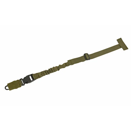 Studio product shot showcasing the folded 1-point bungee sling attached to its integrated MOLLE mount block.