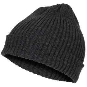 Flat studio shot of the short ribbed MFH Watch Hat in dark gray anthracite.