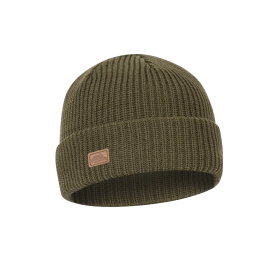 Flat studio shot of the Helikon-Tex Wanderer Beanie in tactical Olive Green.