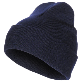 Flat studio shot of the MFH 100% Wool Watch Hat in deep Navy Blue.