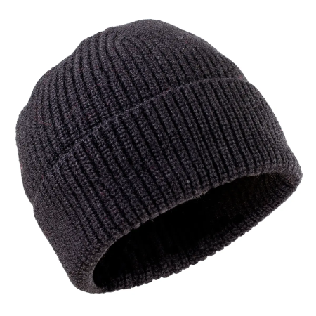 Flat studio shot of the Classic Merino Wool Watch Cap in solid black.