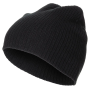 Flat studio shot of the FoxOutdoor Extra Short Ribbed Beanie in solid black.