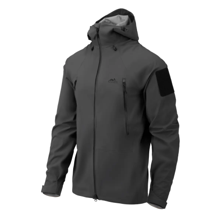 Varjuhall Helikon-Tex Squall hardshell-jope eestvaates mannekeenil.