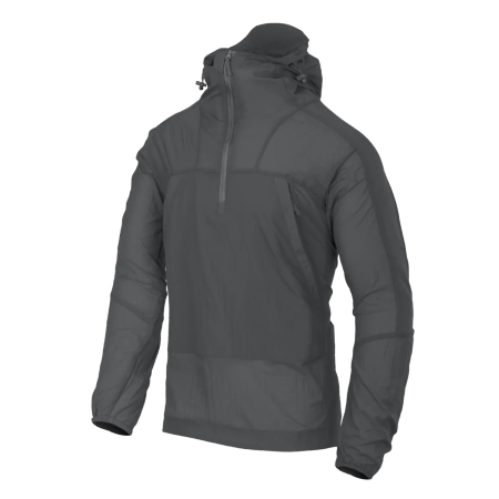 Front view of the shadow grey Helikon-Tex Windrunner Anorak on a mannequin.