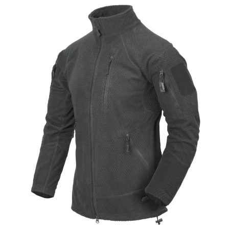 Флисовая куртка Helikon-Tex Alpha Tactical Grid Fleece цвета Shadow Grey (серый), вид спереди.