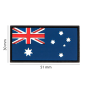 Front view of the Australia Flag PVC Patch with dimensional measurements showing length and width.