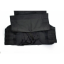 Close-up of the rear sizing adjustment system and cummerbund attachment on the Black carrier.