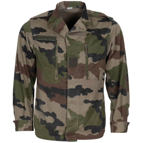 Front view of the French Army F2 combat jacket in CCE camo.