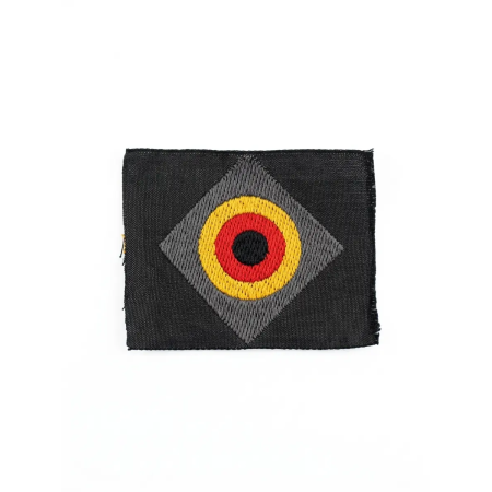 Bundeswehr diamond-shaped textile rosette cockade patch on a grey backing.