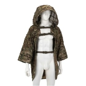 Invader Gear Ghillie Base Plain varjeülikonna eestvaade Multicam kamuflaažis.