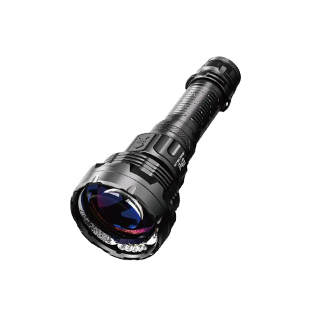 Front head view of Nitecore P40 showing central Class 1 LEP lens surrounded by 5 floodlight LEDs.