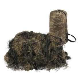 Rolled Mil-Tec Ghillie Cover with its transportation bag laid aside